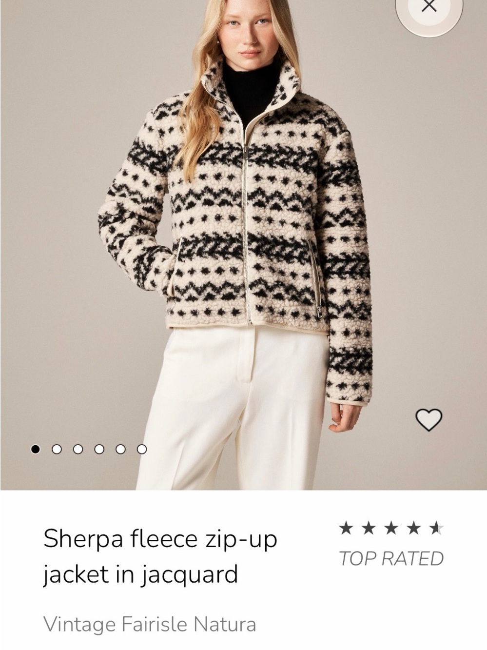 Sherpa fleece jacket in vintage fair isle
